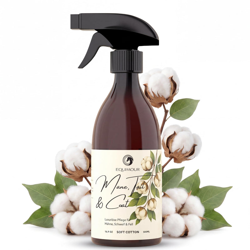 Mane & Tail Spray for Horses - Grooming Shine Spray with Soft Cotton Fragrance, Makes Combing & Detangling Easier, Gives Silky Shine, Dust-Repellent Care Formula - 500 ml Care Spray for Horse 1