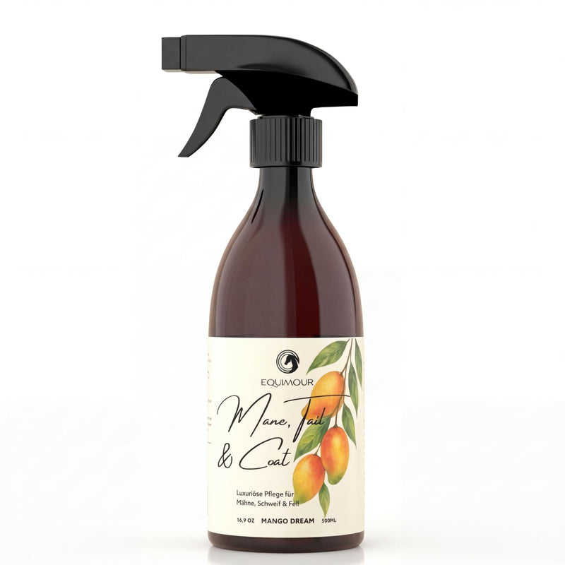 Mane & Tail Spray for Horses - Mango Scent Grooming Shine Spray - Makes Combing & Detangling Easier, Gives Silky Shine, Dust-Resistant Formula - 500ml Horse Care Spray 1