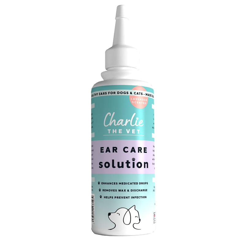 CharlieTheVet Lavender Ear Cleaner for Dogs & Cats, Daily Use, Gentle Cleansing Solution with Salicylic Acid, Removes Wax & Discharge, Maintains Healthy Ears, Vet Developed