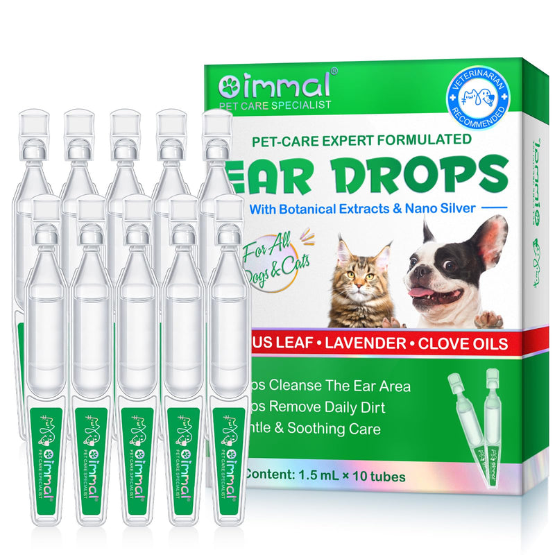 Dog Ear Drops, Ear Drops For Dogs 2 Pack, Non-Toxic, Non Irritating, Alleviation Suffering From Ear Mites&Built-Up Wax And Dirt, Dog Ear Infection Treatment, Pets External Ear Cleaner Solution