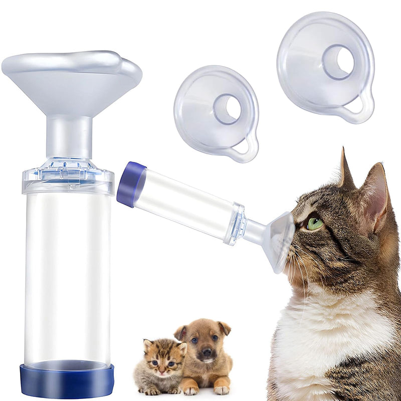 Inhaler Spacer for Cats or Dogs, Portable Nebulizer, Generic Pet Inhaler Attachment with 2 Silicone Masks of Different Size, Animal Adapter for Cats and Small Dogs, Home or Outdoor First Aid