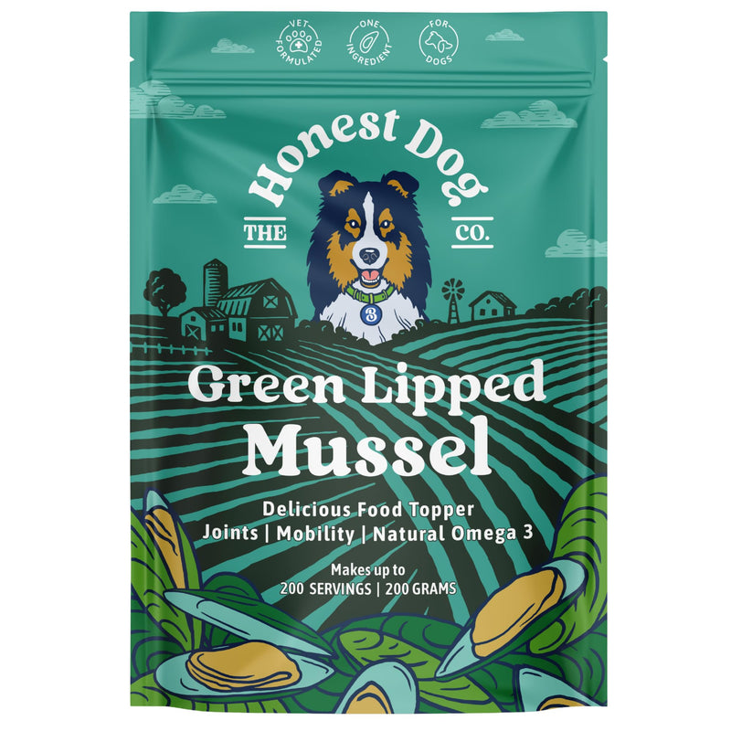 Green Lipped Mussel for Dogs | 100% Pure New Zealand Green Lipped Mussel Powder | Joint Supportwith Omega 3, Glucosamine & Chondroitin | Additive Free, Freeze Dried | 200g | by Honest Dog Co. 200 Grams