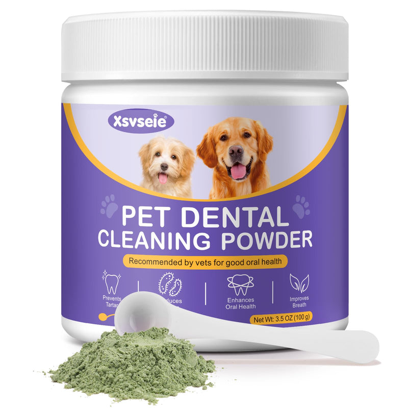 Dog & Cat Dental Cleaning Powder (100g), Plaque Off for Fresh Breath & Healthy Gums, Probiotic-Infused Tartar Remover, No Dog Toothbrush/Dog Toothpaste Needed, Easy Use Food Additive for All Breeds