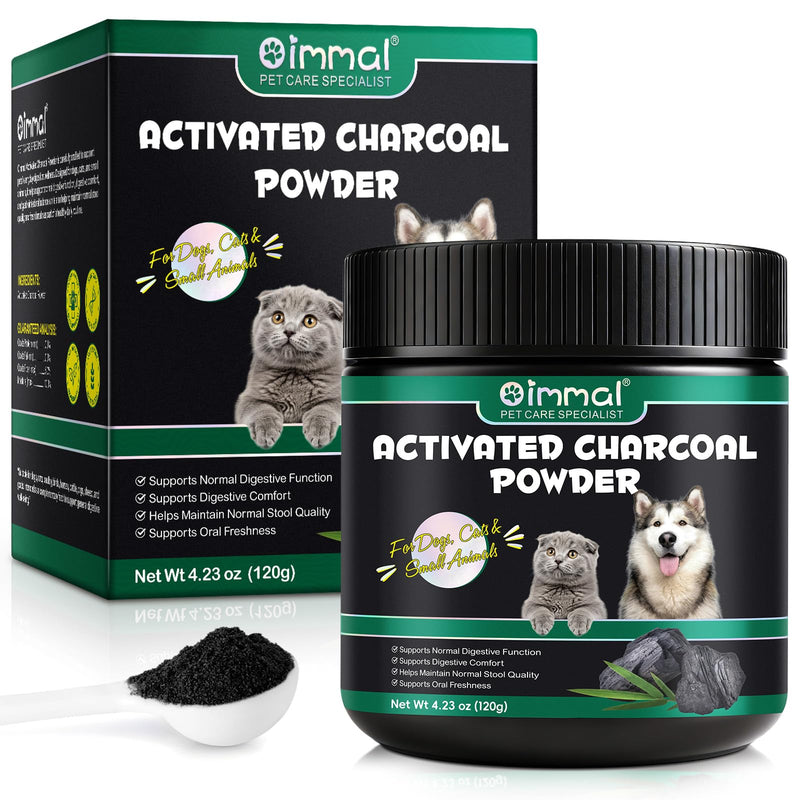 Activated Charcoal Powder for Dogs & Cats – Complementary Feed, Supports Digestive Wellness & Oral Freshness, Easy to Mix, Gluten Free, 120g