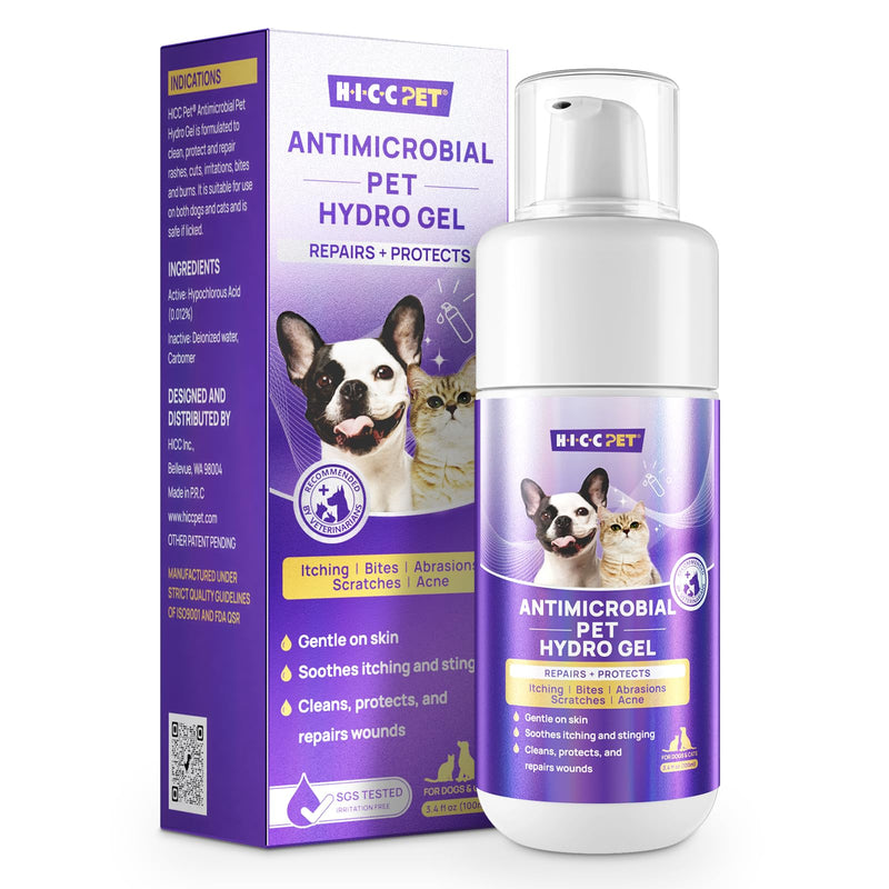 HICC PET Dog Skin Care Hydro Gel – For Itchy Paws, Legs & Body, Supports Comfort After Walks, Playtime & Minor Irritations, Alcohol-Free, Gentle Formula, 100ml