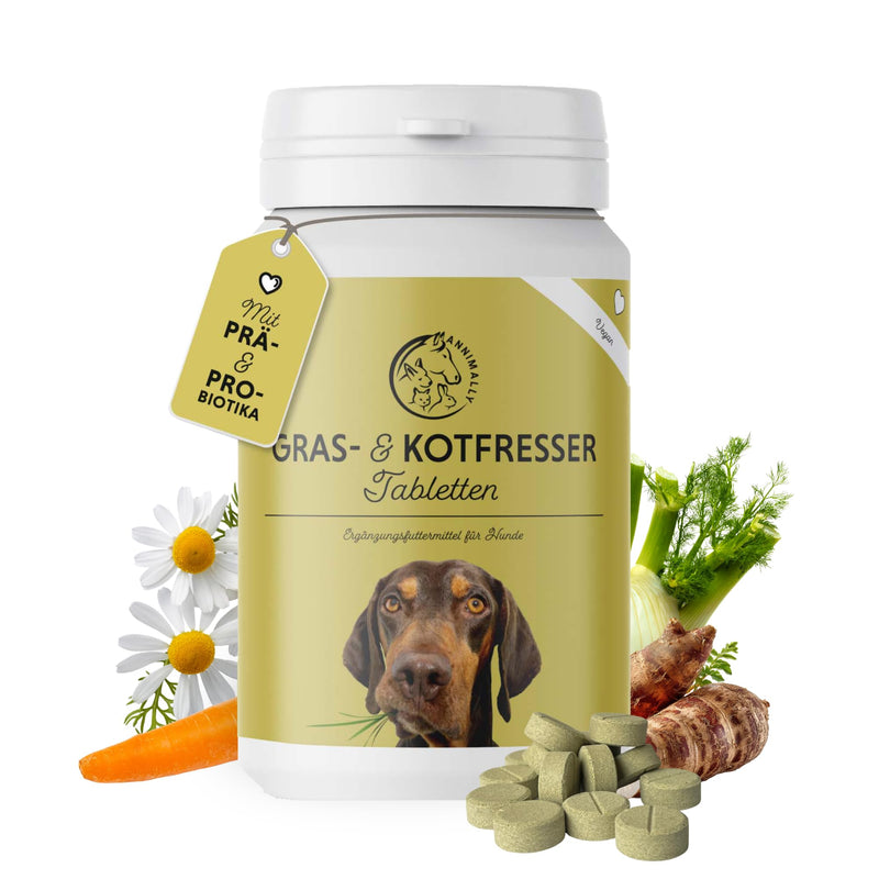 Annimally Coprophagia Tablets for Dogs 120 pcs - Stool & Grass Eating Support - Digestive Support with Probiotics, Fibre & Plant-Based Ingredients