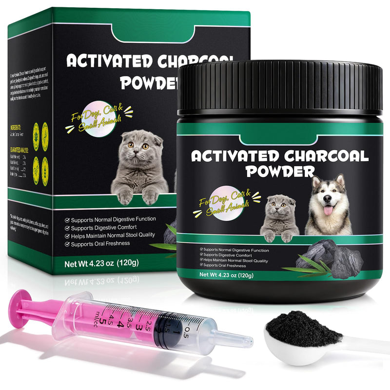 Activated Charcoal for Dogs & Cats - Food Grade Powder for Digestive Support & Gut Health | Natural Aid for Gas, Stool Quality & Digestive Balance | Suitable for Small Animals, Poultry & Livestock