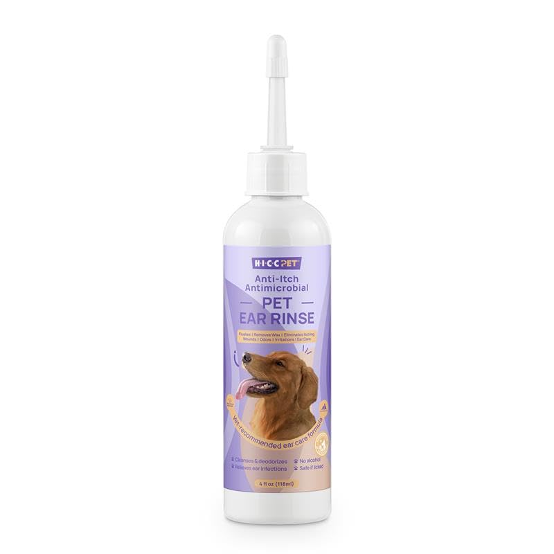 HICC PET Ear Cleaner for Dogs & Cats, 118ml Dog Ear Wah for Soothing Ear Discomfort, Dog Ear Drops To Stop Wax Build Up, Head Shaking, Scratching Ear Odour (116ml) 116ml