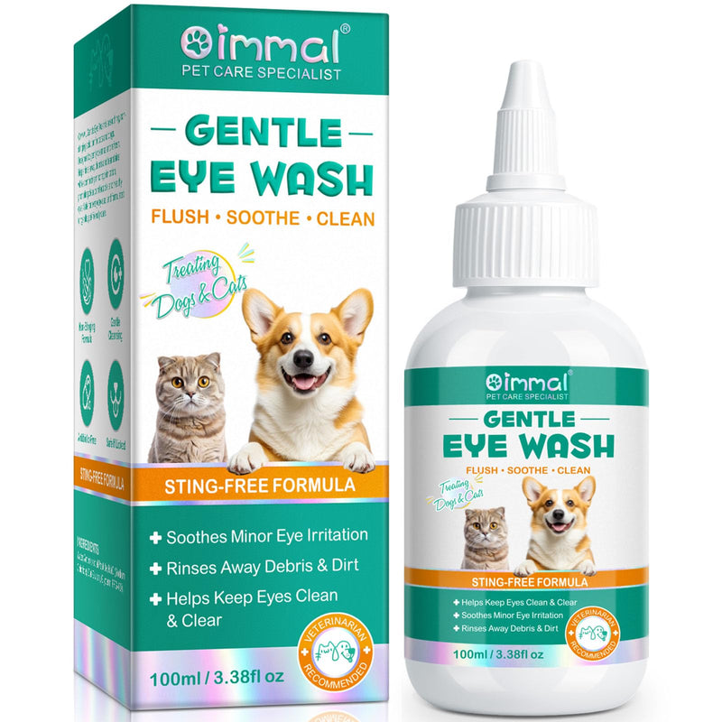 Dogs & Cats Eye Drops for Infection, 100ml Tear Stain Remover, Dog Eye Wash Clear Solution to Flush and Soothe Eye Irritations, Gentle Clear eye Mucus