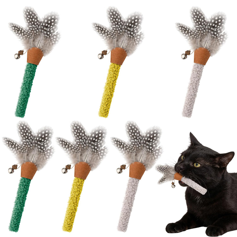 Feather Kitten Silvervine Sticks, 6 Pack Natural Cat Chew Toy with Rope for Teeth Cleaning, Dental Care, Appetite Stimulation and Stress Relief