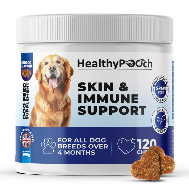 Skin & Immune Support Chews For Dogs | Supports Seasonal Itching, Licking, Scratching | Help Protect and Hydrate the Skin | 120 Servings | All Dog Breeds and Sizes
