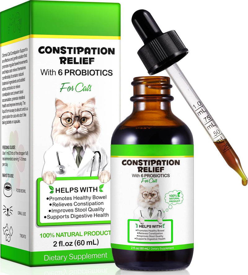 Cat Constipation Treatment Cat Antibiotics For Infections Probiotics Supplements & Vitamins (60ml), Gut & Immunity Support – Suitable for All Breeds, Ages & Sizes