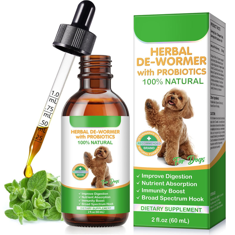 ZIXAOK Dog Worming Drops with Probiotics 60ml, Natural Digestive Support, Gut Health & Immune Aid | Helps Nutrient Absorption & GI Balance