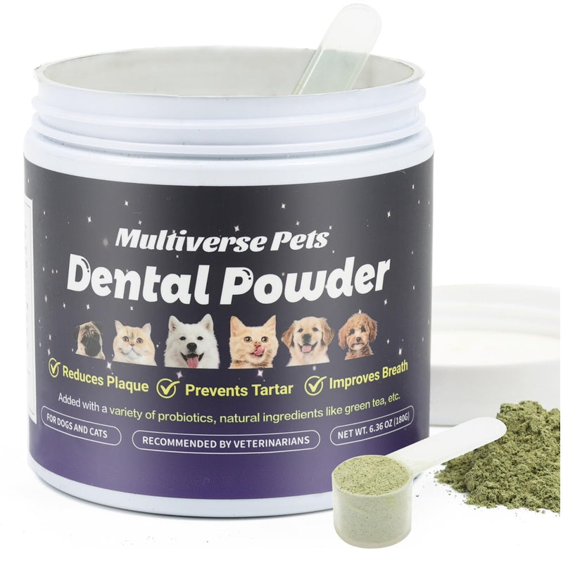 Probiotic Dog Dental Powder (180g) - Advanced Plaque & Tartar Remover for Dogs and Cats - Fresh Breath Oral Care Supplement - Professional Grade Teeth Cleaning - No Brush Formula