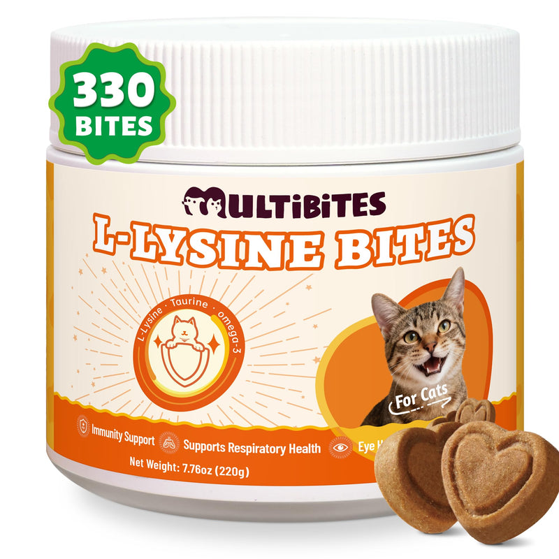 220g L-Lysine for Cat Chews with Vitamins and Supplements - Omega 3,Multivitamin,Taurine for Cat & and Kittens Treats - Immune,Respiratory,Eye Health - Chicken Flavor