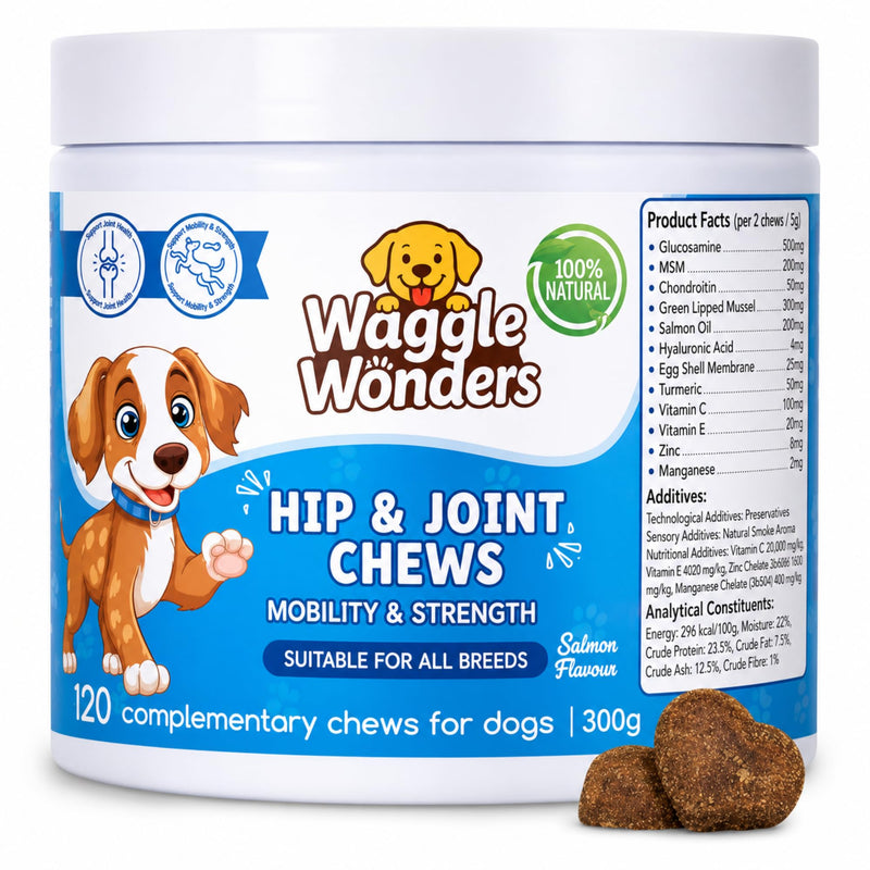 Hip & Joint Chews for Dogs – Dog Joint Supplement with Glucosamine, Chondroitin & Green Lipped Mussel, Supports Mobility, Flexibility & Stiff Joints, Senior & Active Dogs, 120 Chews