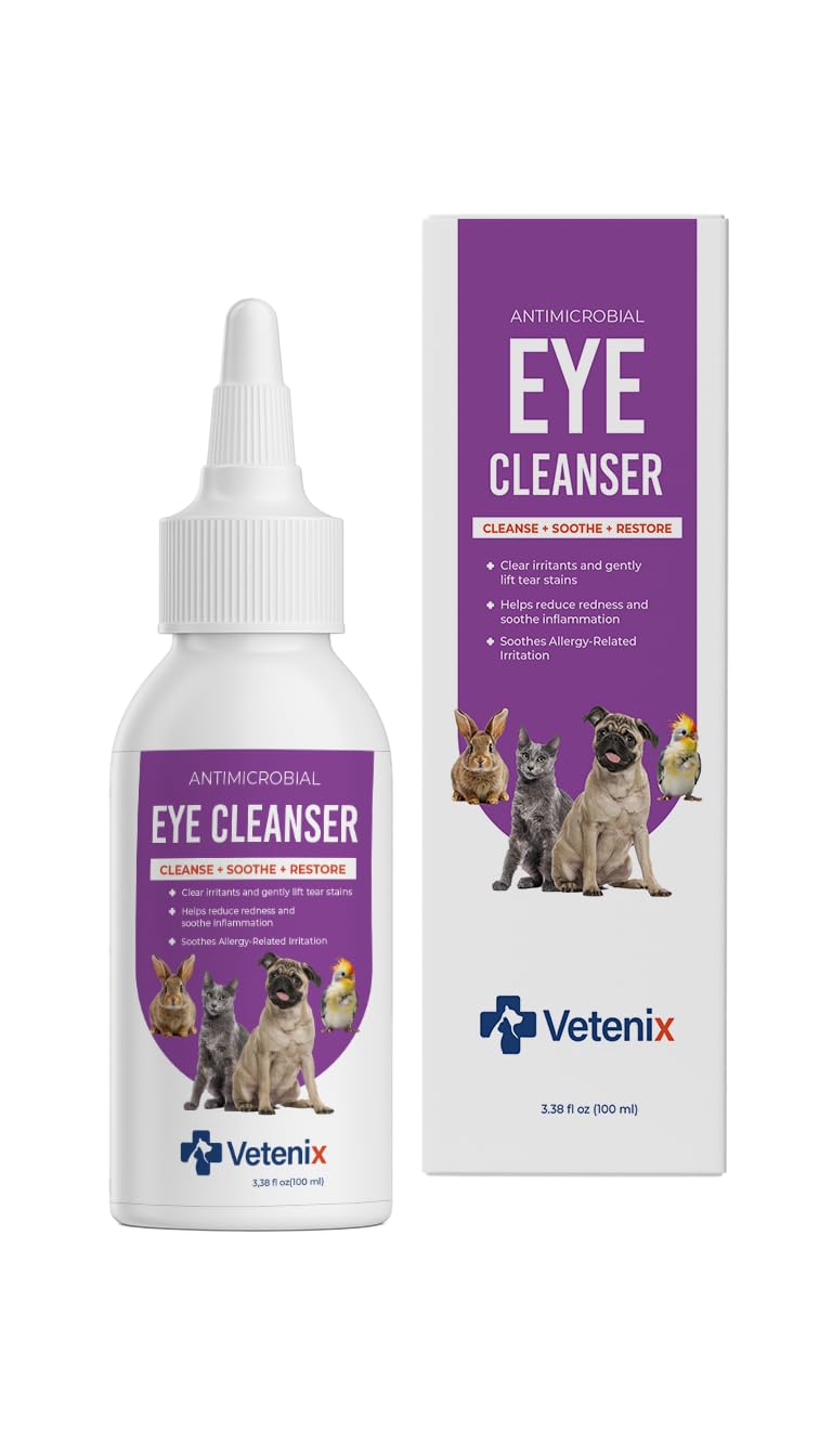 Dog & Cat Eye Cleaner Drops – Tear Stain Remover, Eye Wash for Dogs & Cats, Soothes Irritation, Cleans Discharge & Redness, Gentle Pet Eye Care Solution 100ml