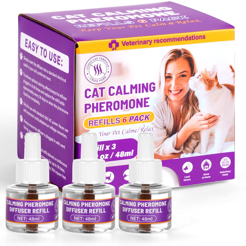 OSDUE Cat Calming Plug In Refiils, 3 Pack Pheromone Diffuser Refiils for Cats Relaxation, Anxiety Relief & Stress Relief, Calming Diffuser Refiil Kit for Cat, 90 Days 3 Refill