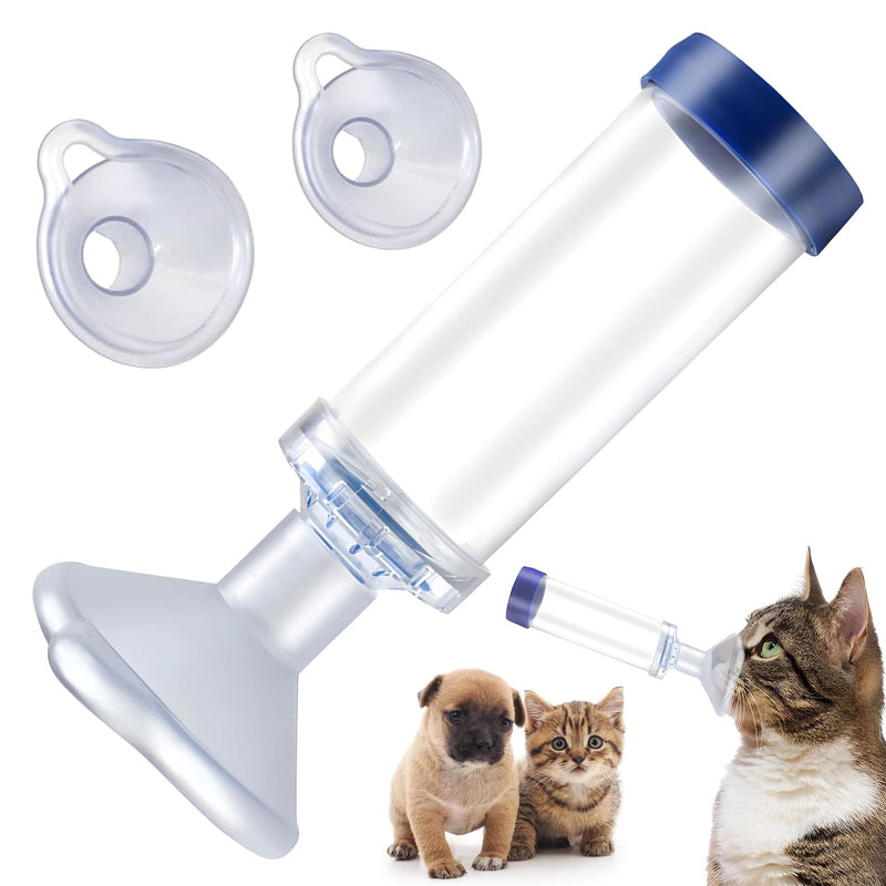Inhaler Spacer for Cats or Dogs, Generic Pet Inhaler Attachment with 2 Silicone Masks of Different Size, Portable Nebulizer, Home or Outdoor First Aid, Animal Adapter for Cats and Small Dogs