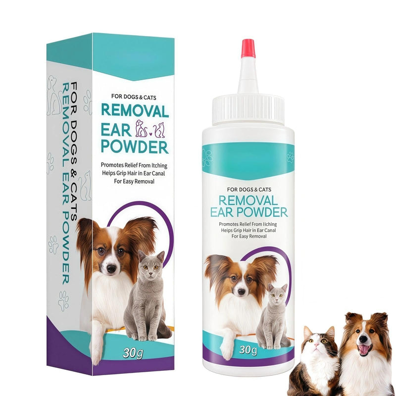 Ear Powder for Dogs, Ear Hair Removal Powder for Dogs, Pet Ears Infection Treatment, Cleans Ears, Effectively Removes Debris, Waxy, Buildup and Ear-Odor, Soothes Itchy-Ears