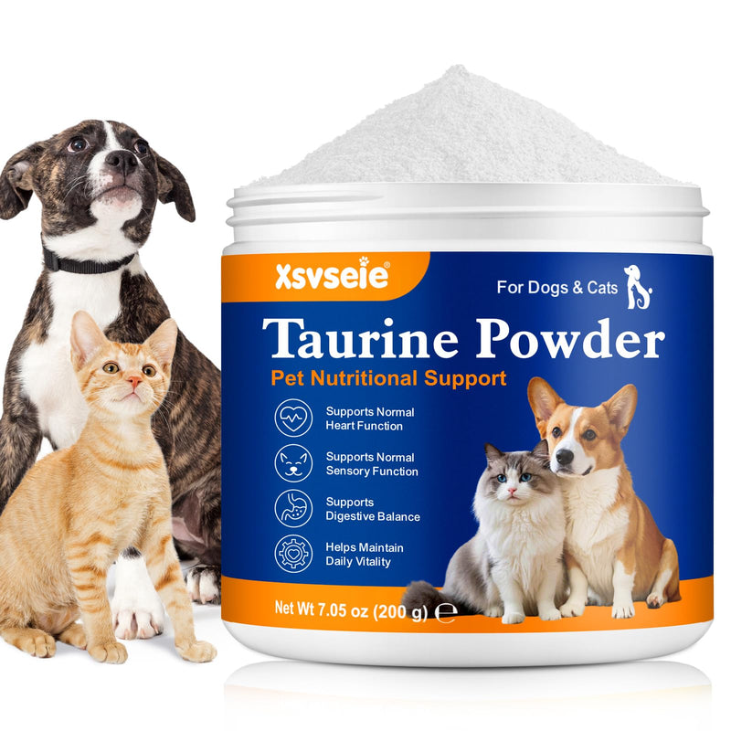Taurine for Cats – 200g Daily Taurine Supplement for Cats, Cat Taurine Powder - Natural Amino Acid Pet Supplement to Help Muscle Tremors & Nerve Function
