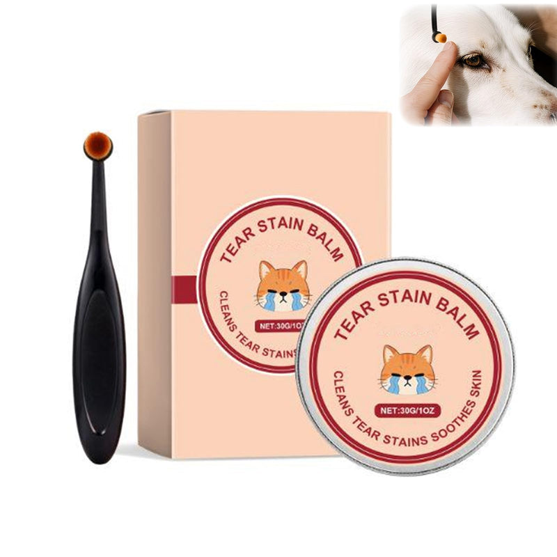 Dog Tear Stain Remover Balm & Eye Drops Kit,Gentle Tear Stain Cleaner for Dogs Eyes,Safe Eye Care for White Dogs with Brush, Easy to Use & Portable,Dog Eye Cleaner,Dog Tear Stain Removal