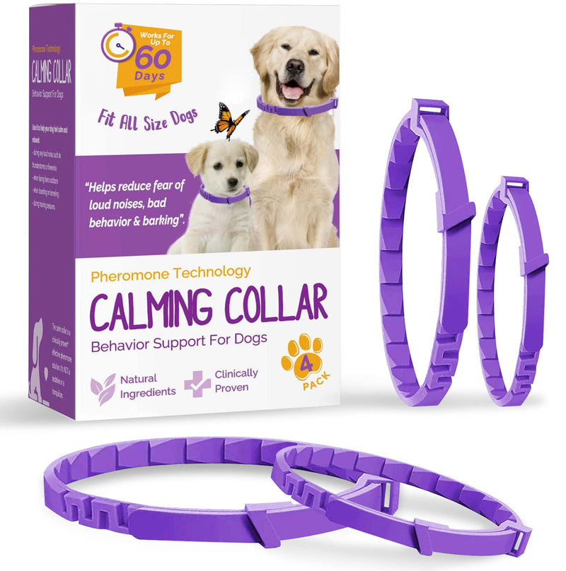 Calming Collar for Dogs, Dog Anxiety Relief, Adjustable Dog Calming Collar, Sustained Release Pheromone, Suitable for All Dogs, 4Pcs 4 Count (Pack of 1)