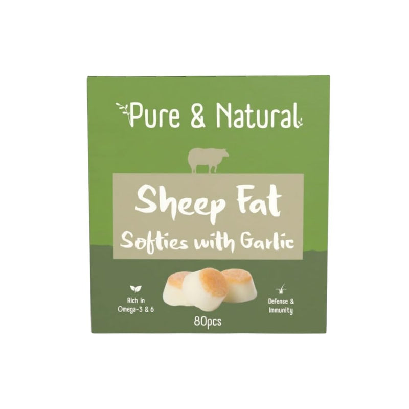Pure & Natural Sheep Fat Softies with Garlic Dog and Cat Supplement Treats 265g - Grain Free Soft Treats with Omega 3 and 6 for Skin and Coat Support, 100% Natural Sheep Fat 265 g (Pack of 1)