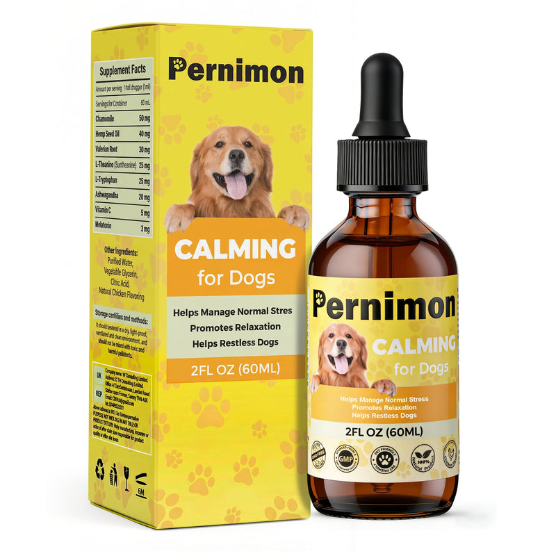 Calming Oil for Dogs, Calming Drops for Dog Anxiety Relief & Sleep Support for Thunderstorms, Separation Stress, Fireworks & Travel-Chicken Flavour (60ml) 60ml