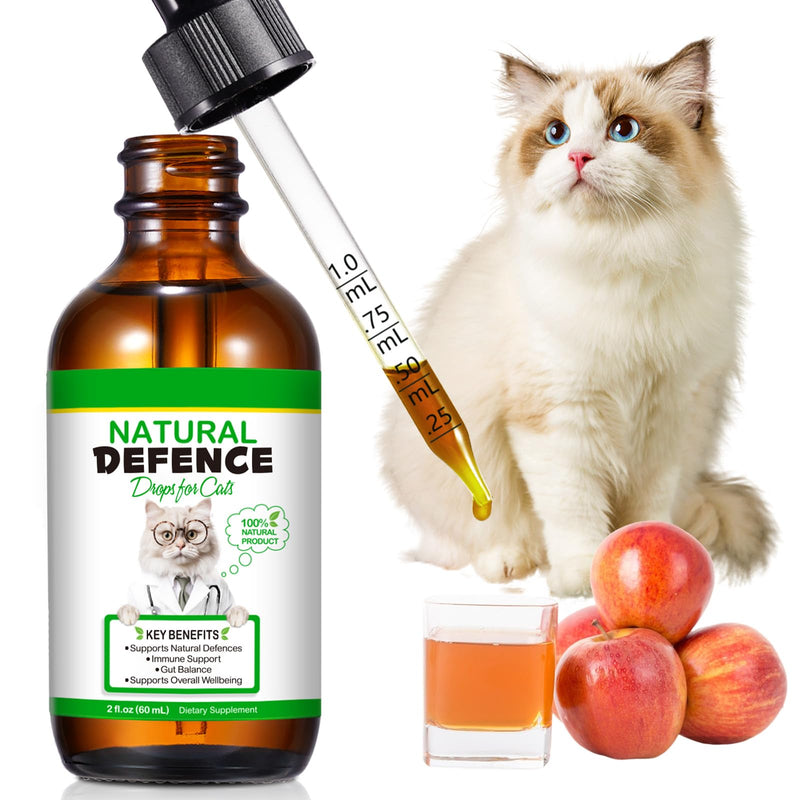 Natural Cat Immune Support Drops 60ml,Antibacterial Alternative – Liquid Supplement for Oral Health, Urinary Tract, Cough & Allergy Relief – Palatable Chicken Flavour for Kittens & Senior Cats