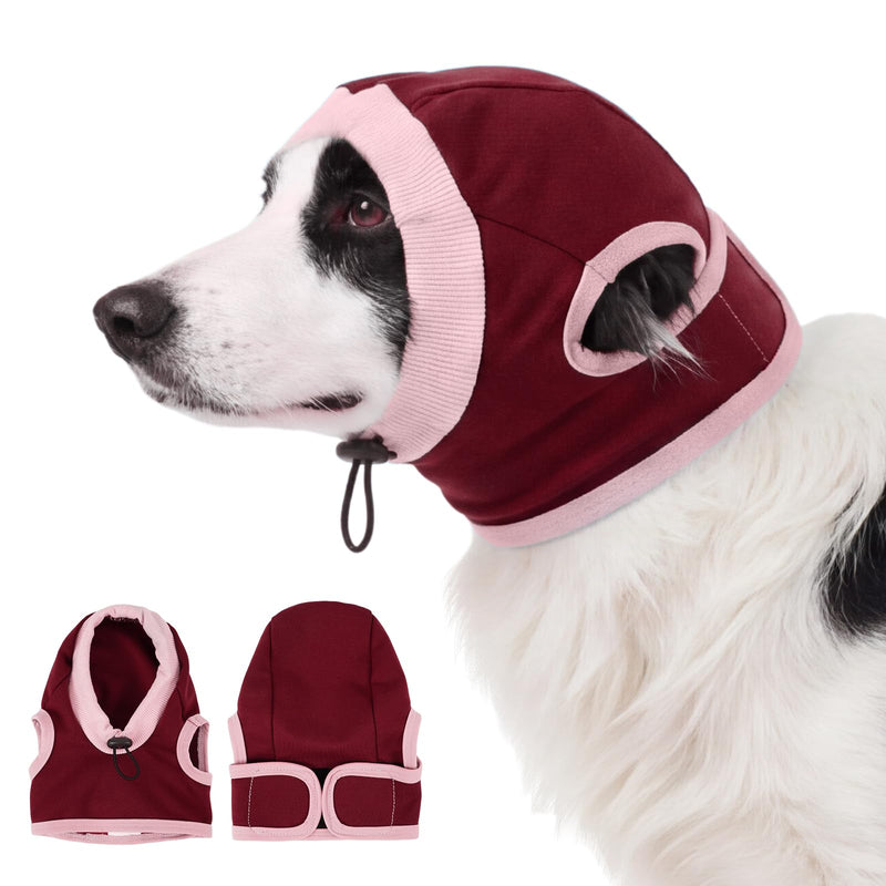 Dog Snood Ear Protection, Calming Anxiety Relief for New Year Firework Thunder Travel, Breathable Elastic Warm Red S Small