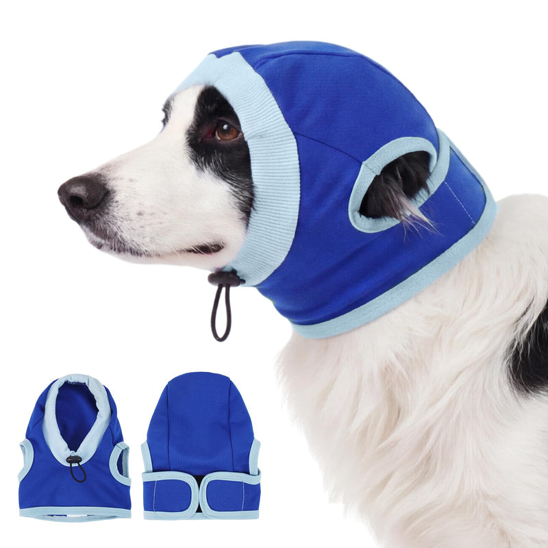 Head Wrap Dog Snood, Noise Relief Ear Skin Protection for Travel Hematoma Care, Breathable Windproof Blue L Large