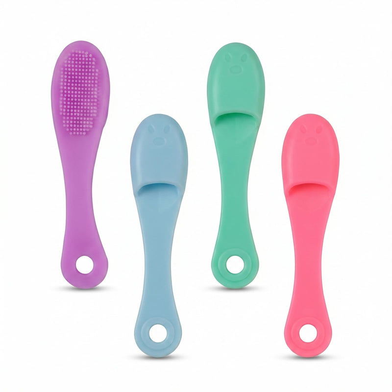 4Pcs Silicone Cat Toothbrush and Cat Chin Brush, Soft Pet Finger Scrubber for Cats Chins Cleaner, Dental Care Kit for Kittens Puppies and Small Animals (Purple, Green, Blue, Pink)