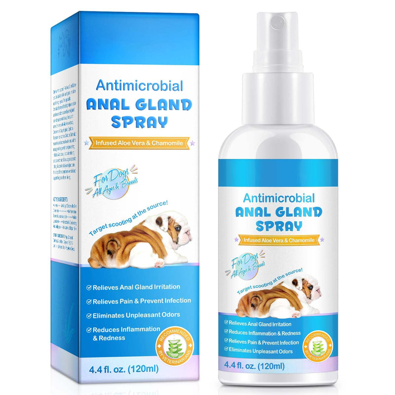 Dog Anal Gland Spray – Eliminates Unpleasant Smell, Relieves Itching & Discomfort, Helps Prevent Infection, Soothes Inflammation & Redness for All Dogs – 120ml