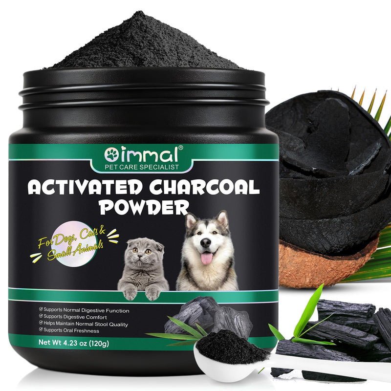 Activated Charcoal Powder for Dogs & Cats 120g | Food Grade Pet Supplement for Digestive Balance & Normal Stool | Pure, Non-GMO, Gluten Free | Suitable for Pets & Livestock