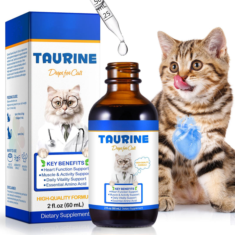 Taurine Liquid Drops for Cats 60ml | High-Purity Essential Nutrient Supplement | Supports Heart & Eye Health | Easy Absorption | No Additives Cat