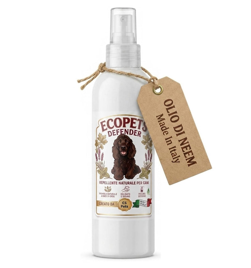 Ecopets Defender CS pets Natural Pesticide for Dogs - 100% Made in Italy with Essential Oils and Botanical Extracts - Protection against Fleas, Ticks, Mosquitoes and Flies - Gentle and Daily Use