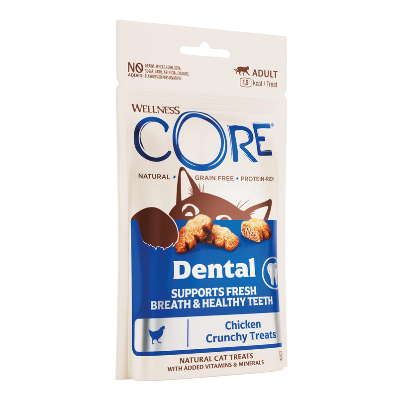 Wellness CORE Dental Treats 50g, Chicken – Cat Treats, Grain-Free, Natural, Hypoallergenic, Protein-Rich, High Meat Content, Supports Oral Health 50 g (Pack of 1)