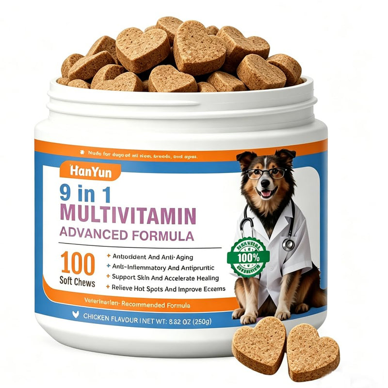 BSLVWG 9-in-1 Dog Multivitamins Chewable,100 Count Dog Vitamins and Supplements Hip & Joint, Pet Immune Support, Skin & Coat, Gut & Heart Health - Senior & Puppy Multivitamin Pet Supplement