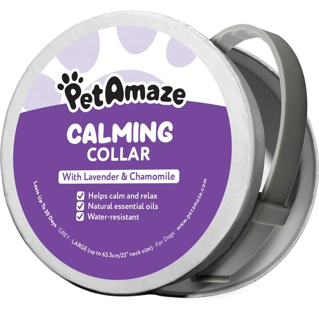 Calming Collar for Dogs Support Calm Behaviour During Fireworks, Thunderstorms, Travel & Separation - Lavender & Chamomile Aromas - Adjustable, Water-Resistant, Lasts Up to 30 Days - Large