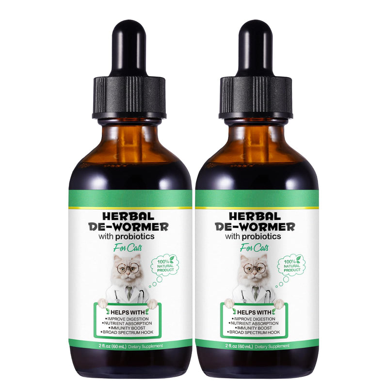 Cat Herbal Worming Treatment 2 Pcs, Worming Treatment For Cats With Probiotics, Cat Dewormer Prevents And Eliminates Internal Parasites Such As Roundworm
