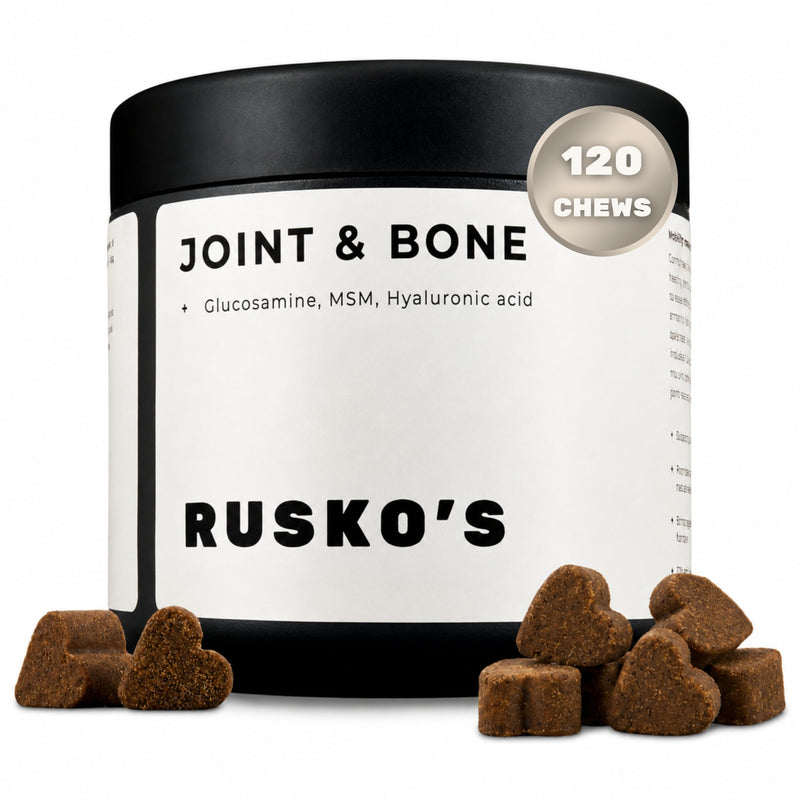 Rusko's Joint & Bone Supplement for Dogs | Supports Mobility, Flexibility & Healthy Joints | Glucosamine, MSM & Hyaluronic Acid | 120 Soft Chews