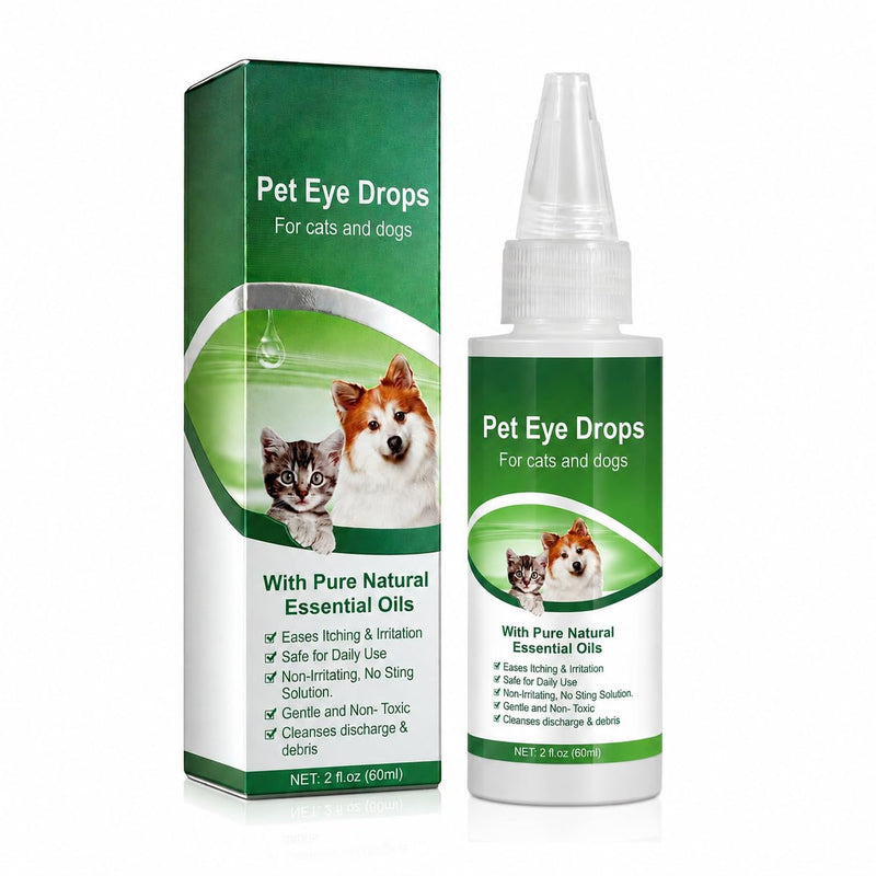 Dog Eye Drops 60ml - Gentle Eye Cleaner for Dogs & Cats | Cleansing & Soothing Eye Wash for Dry, Itchy, Irritated & Gunky Eyes | Tear Stain Remover & Daily Eye Care Solution