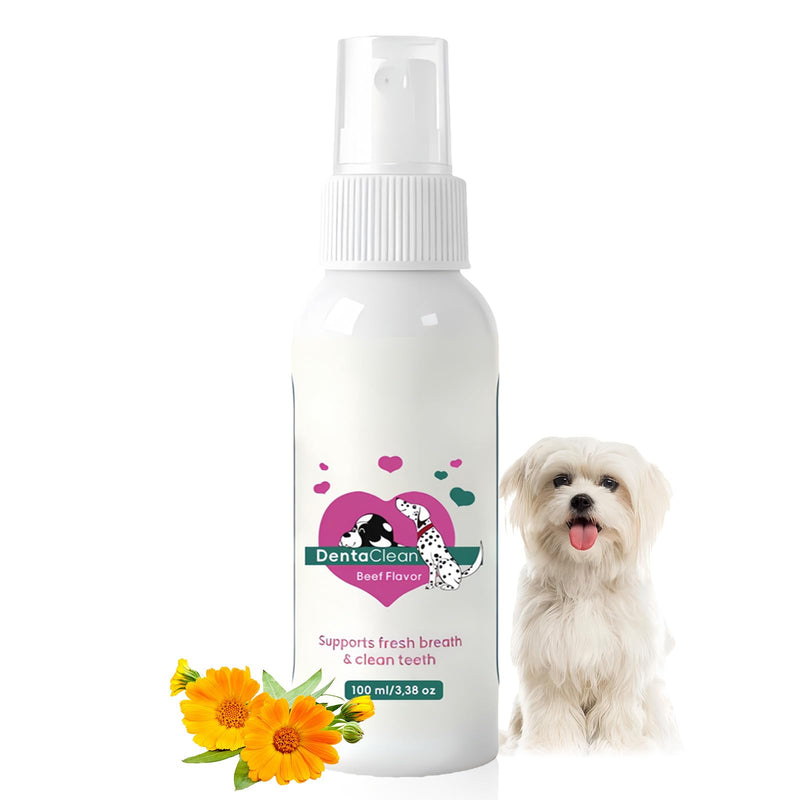 DentaClean Spray for Dogs & Cats - No-Brush Plaque & Tartar Remover, Breath Freshener for Daily Dental Hygiene, Easy Spray Formula for Gum Health, Natural & Non-Irritating, 100ml