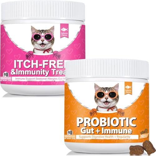 Bailey & Buddies Cat Probiotics & Allergy Relief Bundle – Digestive Support, Itchy Skin Relief, Immune & Gut Health Supplements for Cats