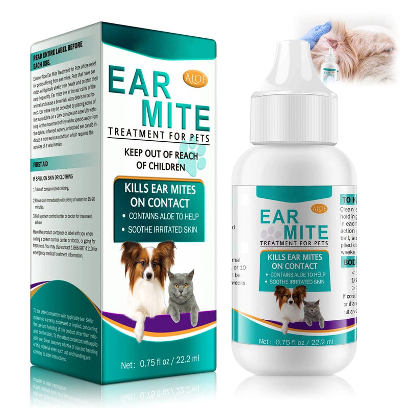 Ear Mite Treatment for Dogs and Cats | Ear Drops for Yeast Discomfort, Soothes Mite Irritation, Removes Wax & Dirt | Gentle Formula for Puppies and Adult Dogs