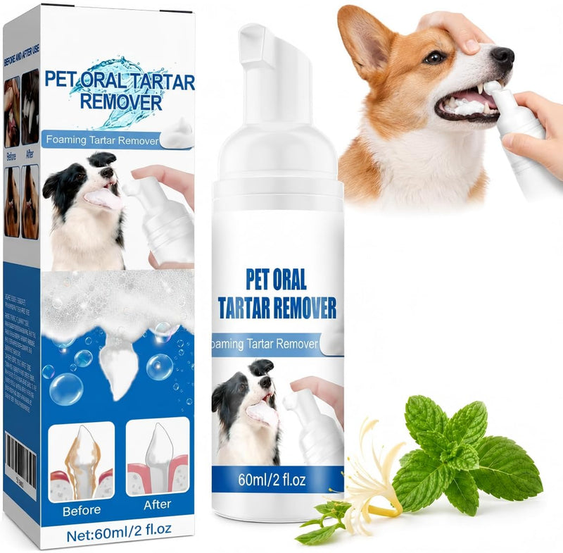Pet Oral Tartar Remover Spray for Dogs & Cats – Foaming Dental Care Spray for Tartar & Fresh Breath, Reduce Tartar for Cats and Dogs, Easy-to-Use Pet Teeth Cleaning Solution (1 Bottle)