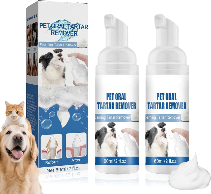 2Pcs Pet Dental Tartar Remover,Oral Spray for Dogs Teeth Cleaning,Pet Dental Foaming Care Spray,Dog Breath Freshener,Reduce Tartar for Cats and Dogs