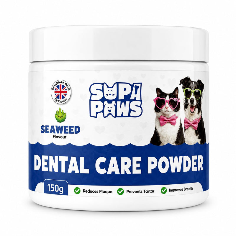Plaque Off Powder for Dogs 150g, Tartar Remover & Natural Dog Breath Freshener Seaweed for Dogs & Cat, No Need for Dog Toothbrush or Dog Toothpaste Plaque Remover Dental Powder
