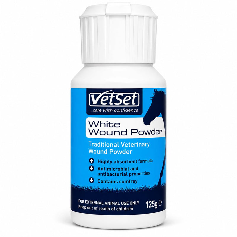 Wound Powder 125g | Traditional Veterinary Wound Powder for Horses, Dogs & Farm Animals | Highly Absorbent Formula with Antimicrobial & Antibacterial Properties (White) White Powder 125g